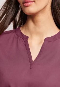Blusenshirt in Unifarbe mit Split Neck