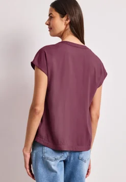 Blusenshirt in Unifarbe mit Split Neck