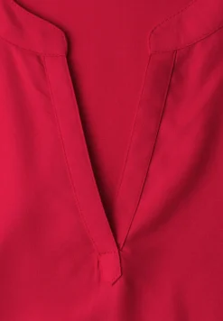 Blusenshirt in Unifarbe mit Split Neck