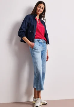 Blusenshirt in Unifarbe mit Split Neck