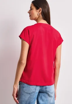 Blusenshirt in Unifarbe mit Split Neck