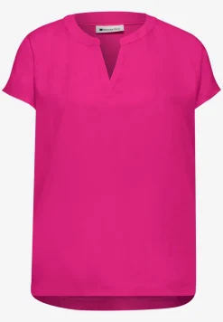 Blusenshirt in Unifarbe mit Split Neck
