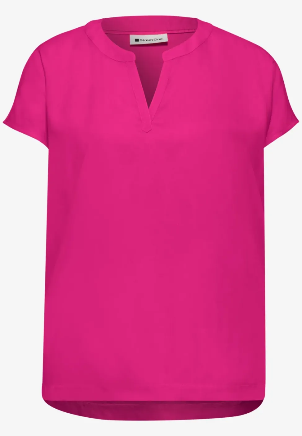 Blusenshirt in Unifarbe mit Split Neck