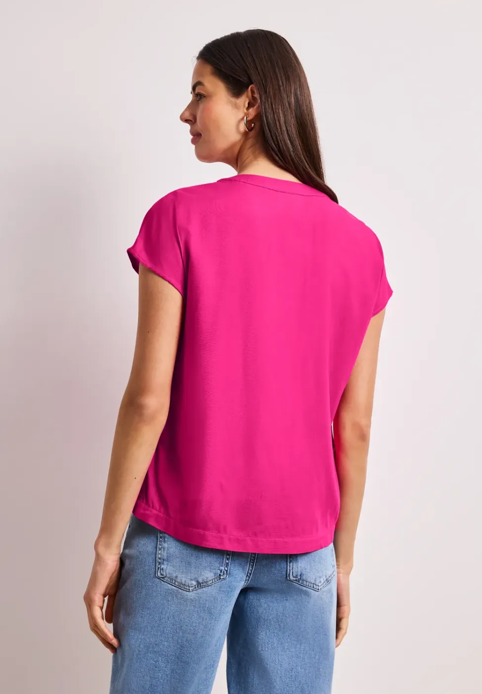 Blusenshirt in Unifarbe mit Split Neck