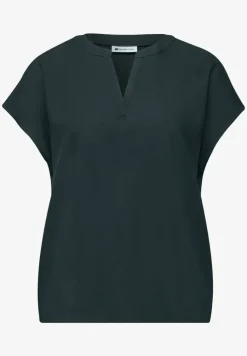 Blusenshirt in Unifarbe mit Split Neck