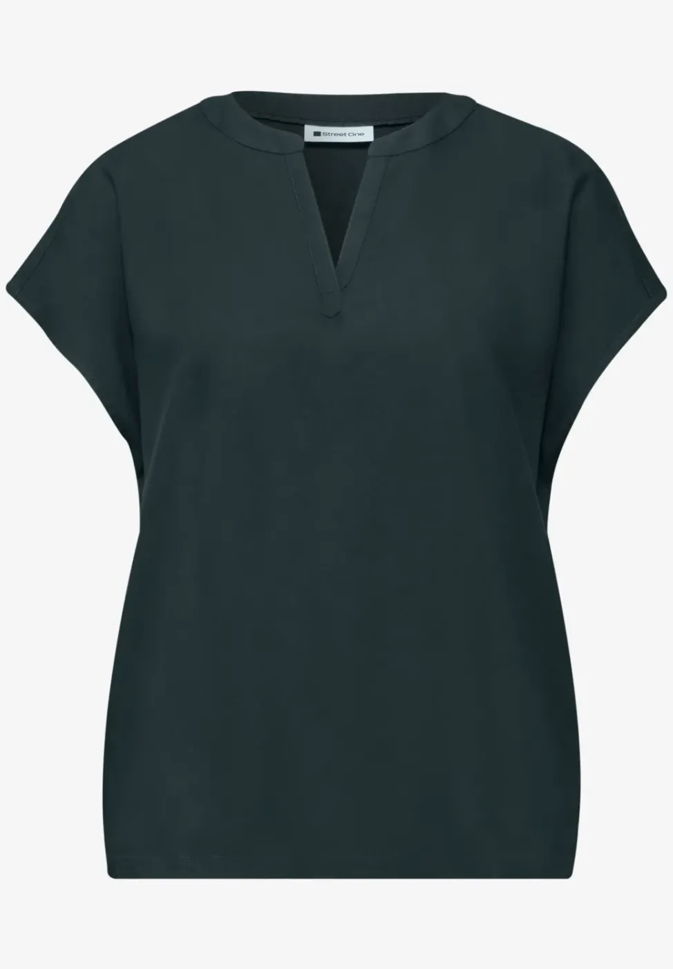 Blusenshirt in Unifarbe mit Split Neck