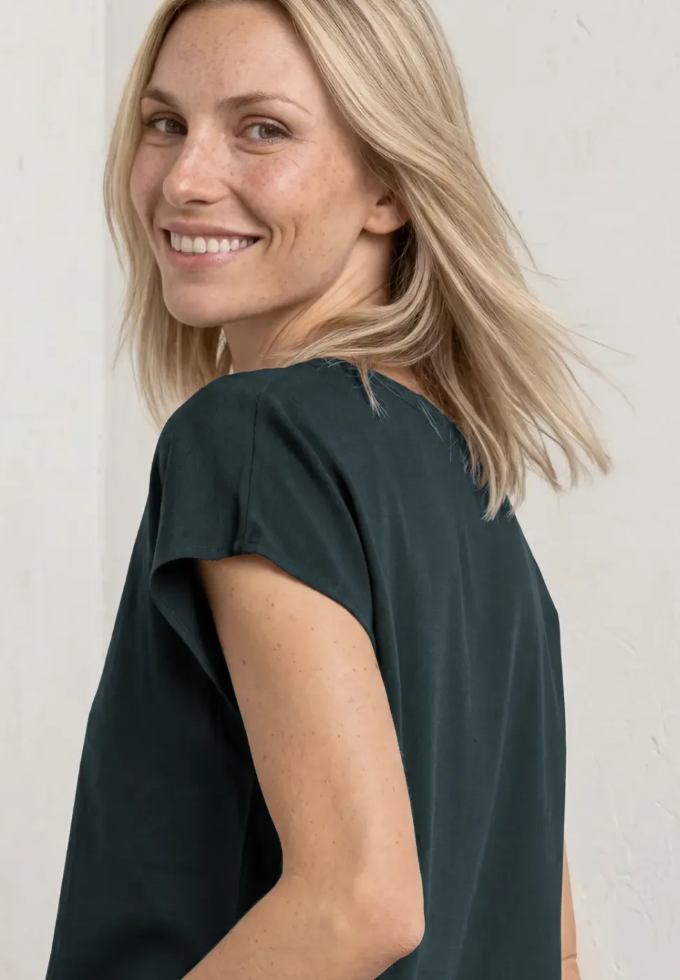 Blusenshirt in Unifarbe mit Split Neck