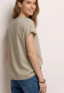 Blusenshirt in Unifarbe mit Split Neck