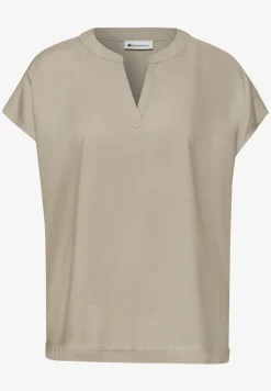 Blusenshirt in Unifarbe mit Split Neck