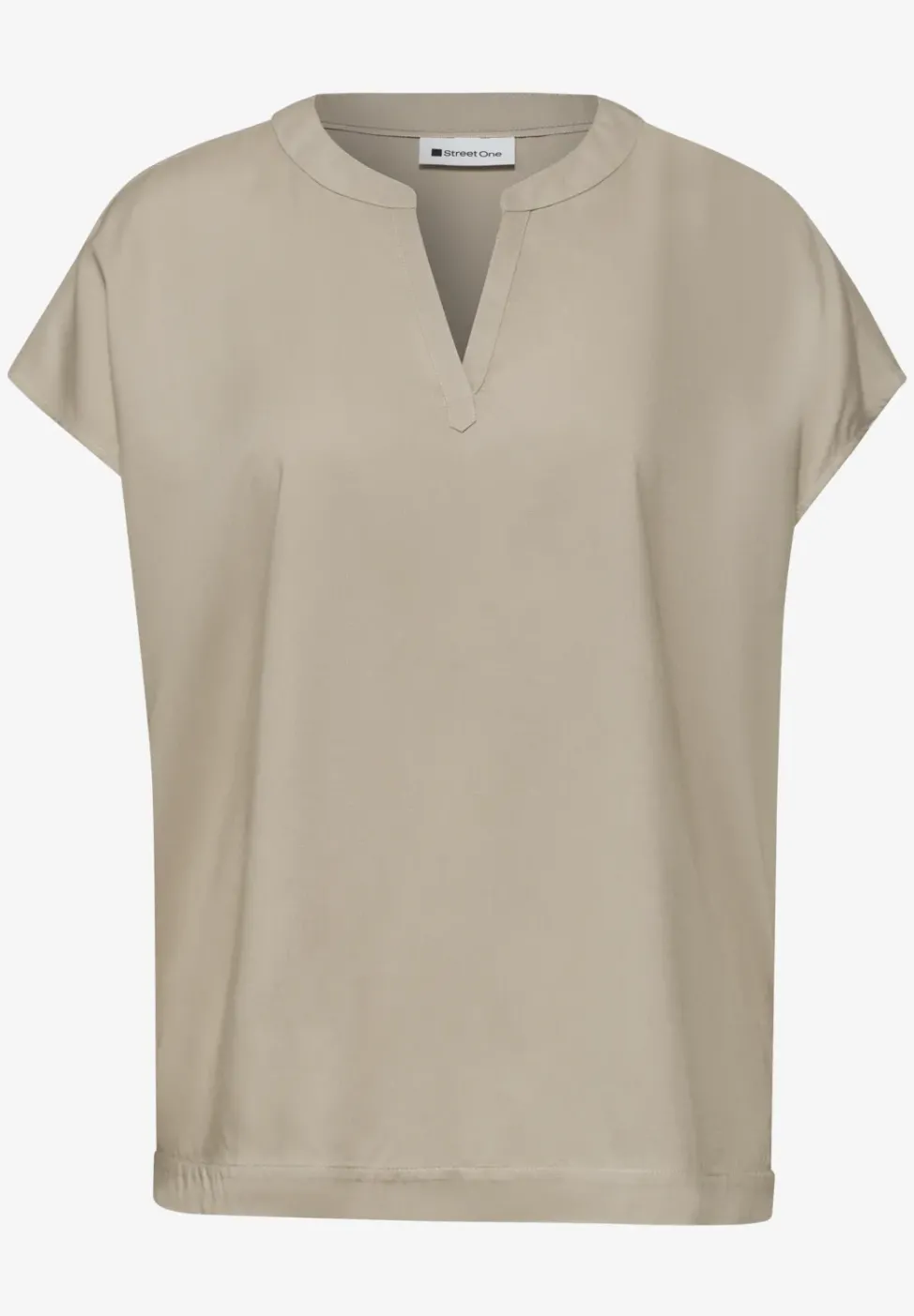 Blusenshirt in Unifarbe mit Split Neck