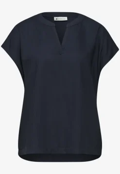 Blusenshirt in Unifarbe mit Split Neck