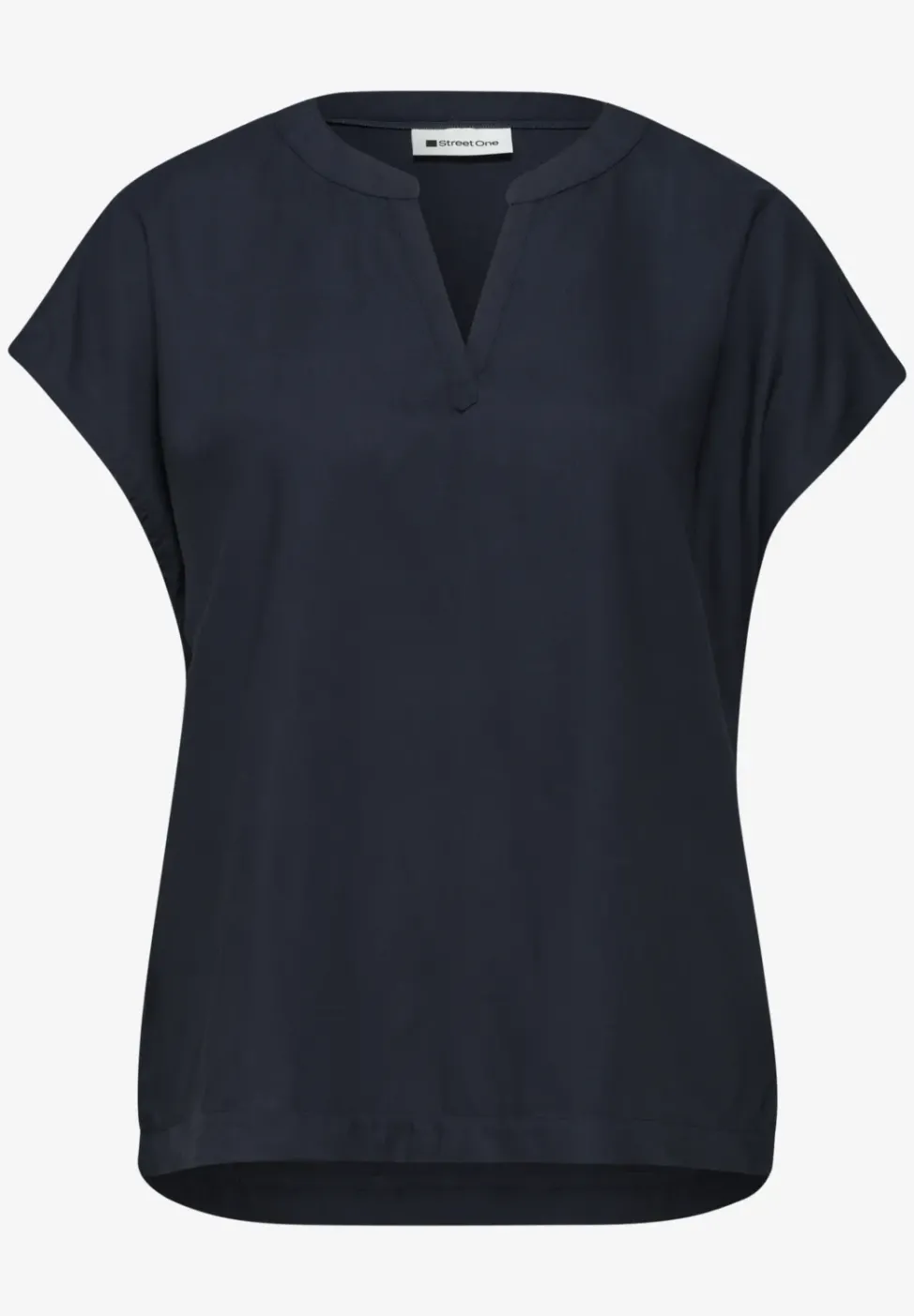 Blusenshirt in Unifarbe mit Split Neck