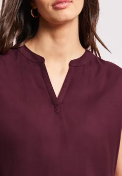 Blusenshirt in Unifarbe mit Split Neck