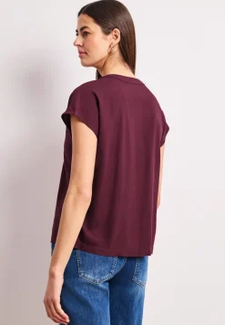 Blusenshirt in Unifarbe mit Split Neck