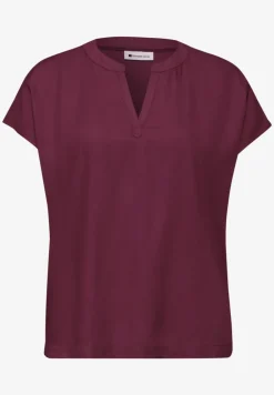 Blusenshirt in Unifarbe mit Split Neck