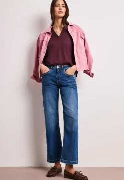 Blusenshirt in Unifarbe mit Split Neck