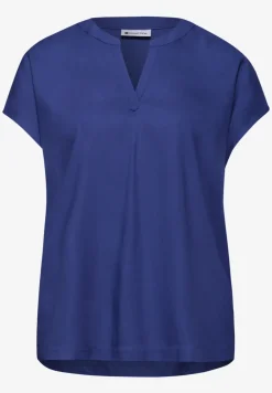 Blusenshirt in Unifarbe mit Split Neck