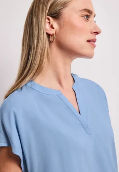 Blusenshirt in Unifarbe mit Split Neck