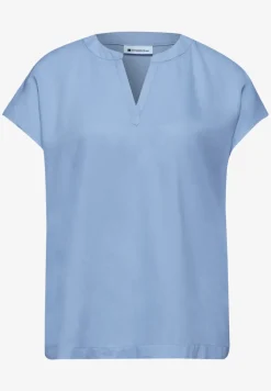 Blusenshirt in Unifarbe mit Split Neck