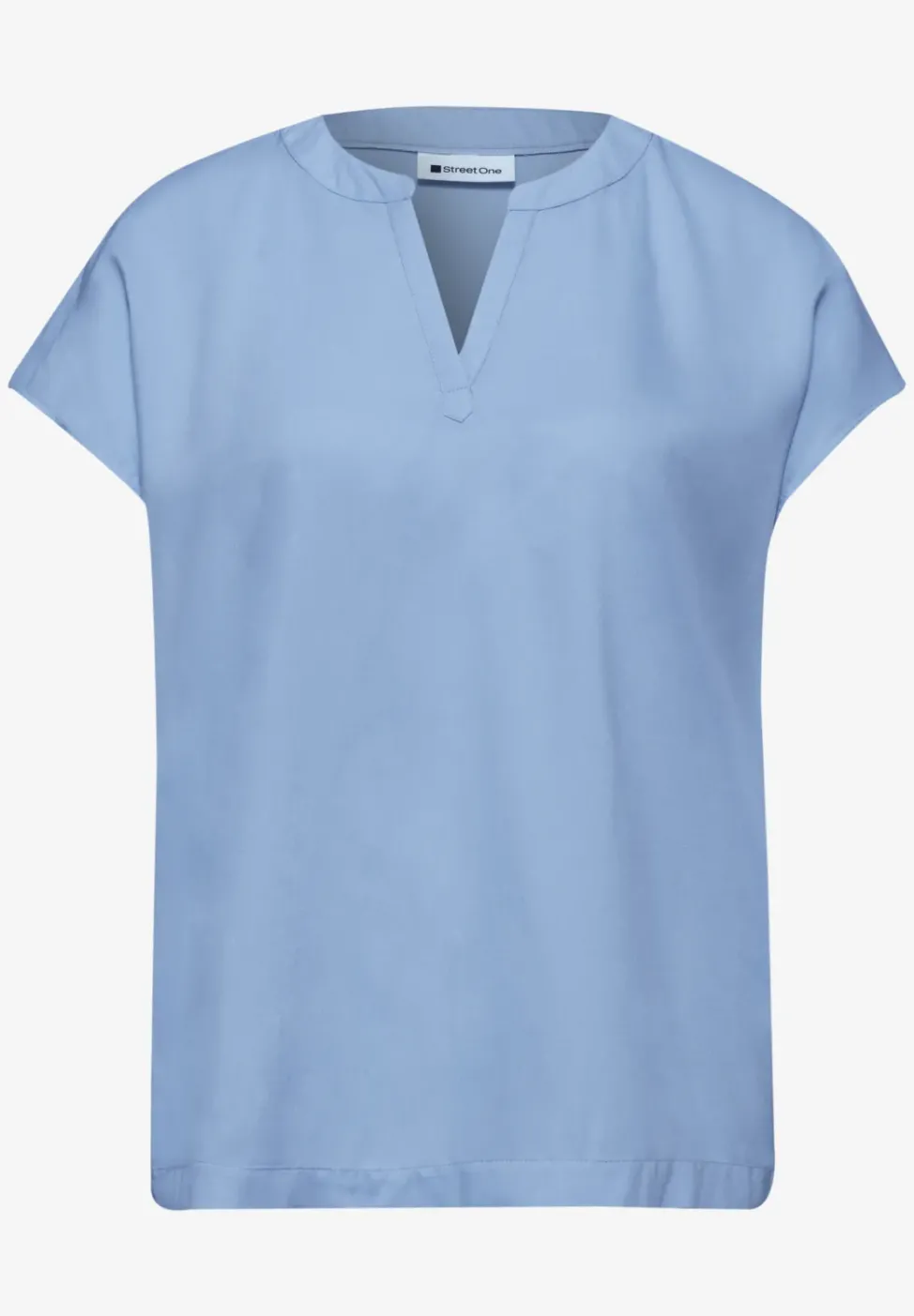 Blusenshirt in Unifarbe mit Split Neck
