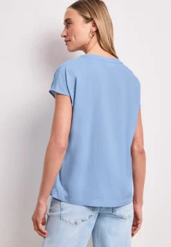 Blusenshirt in Unifarbe mit Split Neck