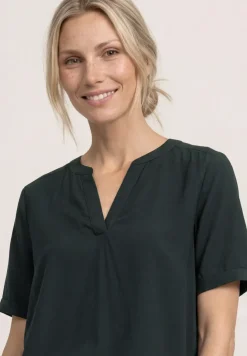Blusenshirt in Unifarbe mit Split Neck