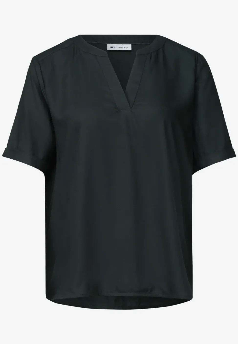 Blusenshirt in Unifarbe mit Split Neck