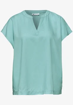 Blusenshirt in Unifarbe mit Split Neck