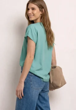 Blusenshirt in Unifarbe mit Split Neck