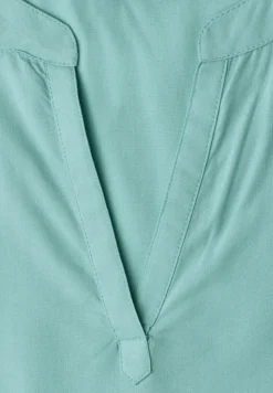 Blusenshirt in Unifarbe mit Split Neck