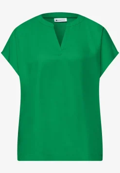 Blusenshirt in Unifarbe mit Split Neck