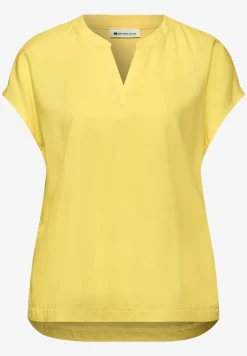 Blusenshirt in Unifarbe mit Split Neck