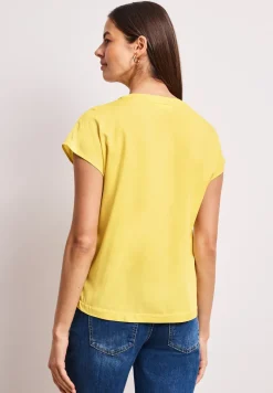 Blusenshirt in Unifarbe mit Split Neck