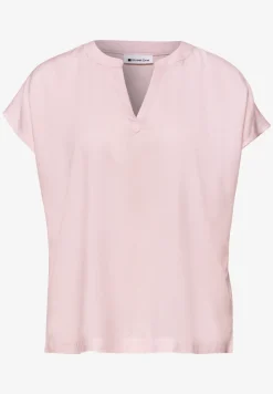 Blusenshirt in Unifarbe mit Split Neck