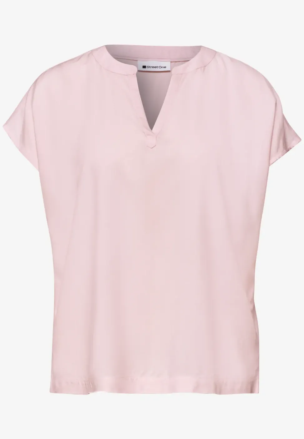 Blusenshirt in Unifarbe mit Split Neck