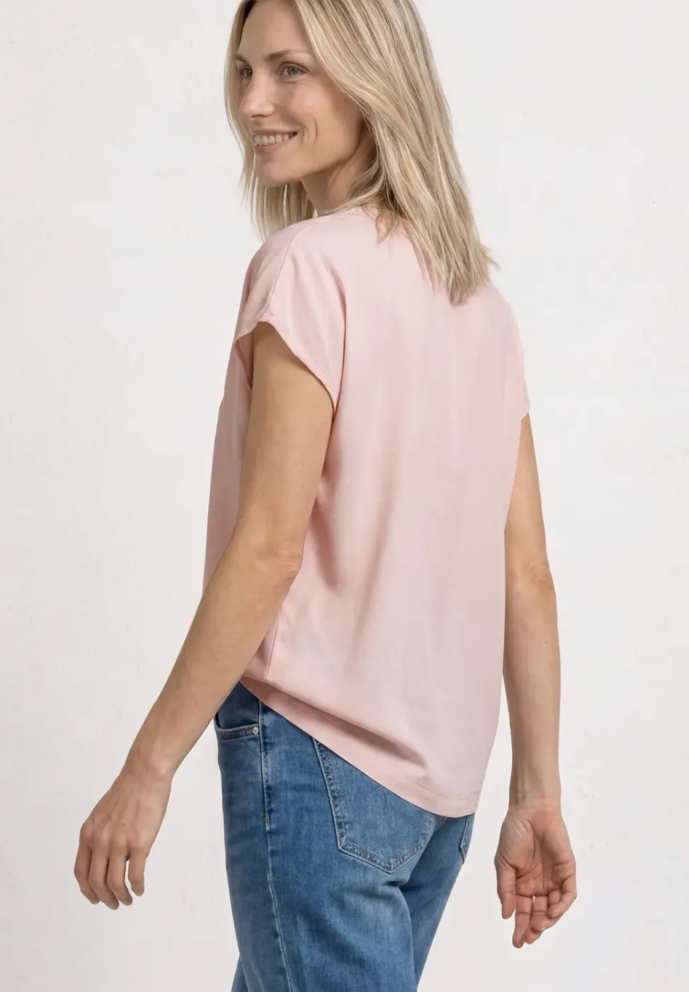 Blusenshirt in Unifarbe mit Split Neck