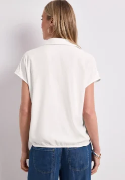 Blusenshirt mit Hemdkragen und Elastiksaum