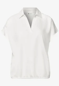 Blusenshirt mit Hemdkragen und Elastiksaum