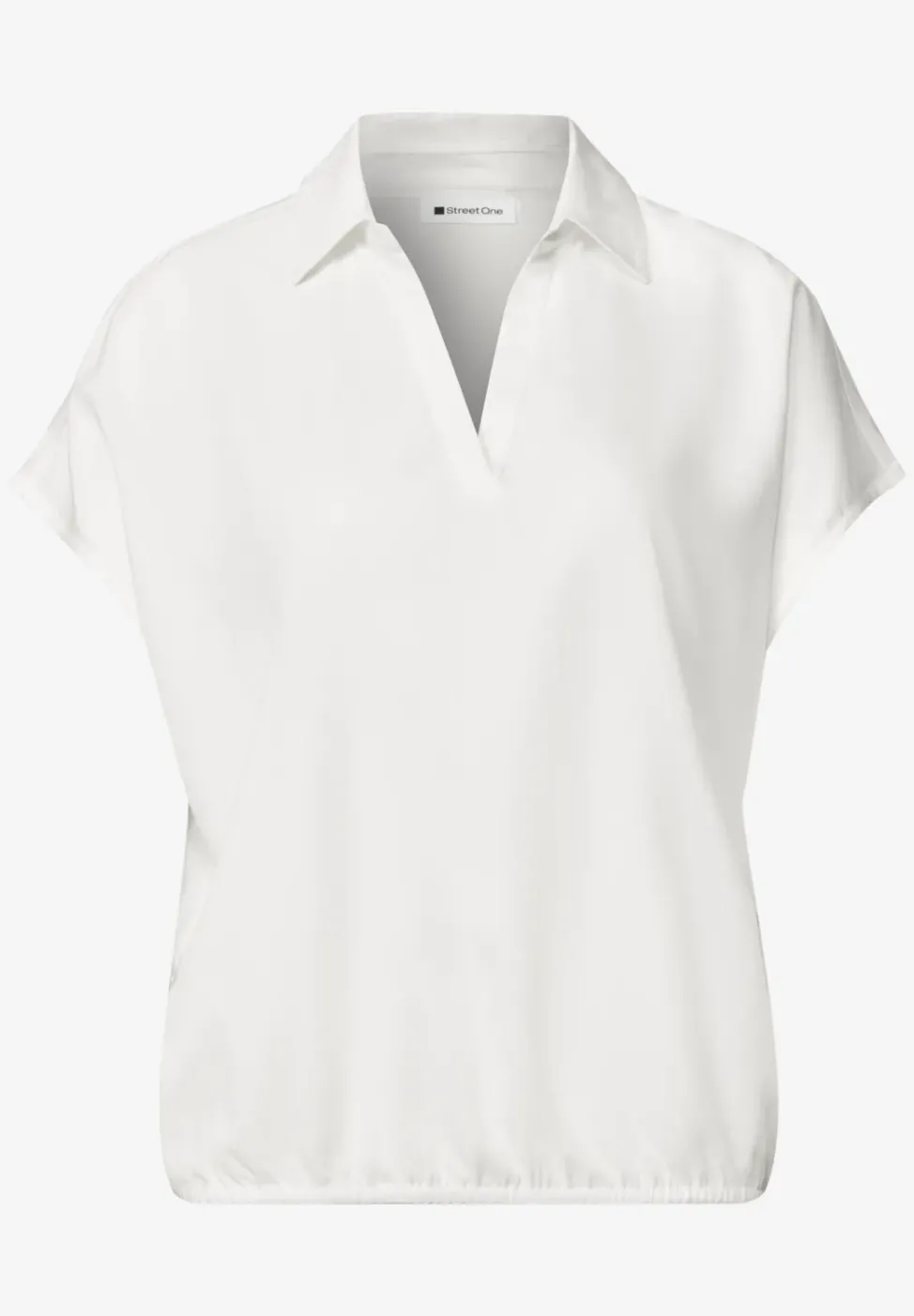 Blusenshirt mit Hemdkragen und Elastiksaum