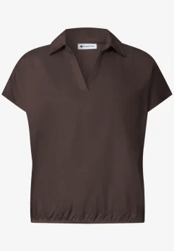 Blusenshirt mit Hemdkragen und Elastiksaum