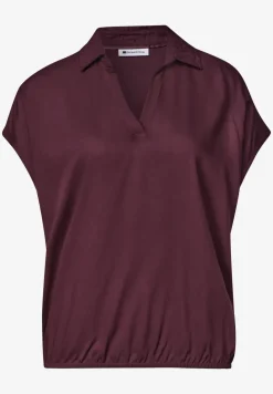 Blusenshirt mit Hemdkragen und Elastiksaum