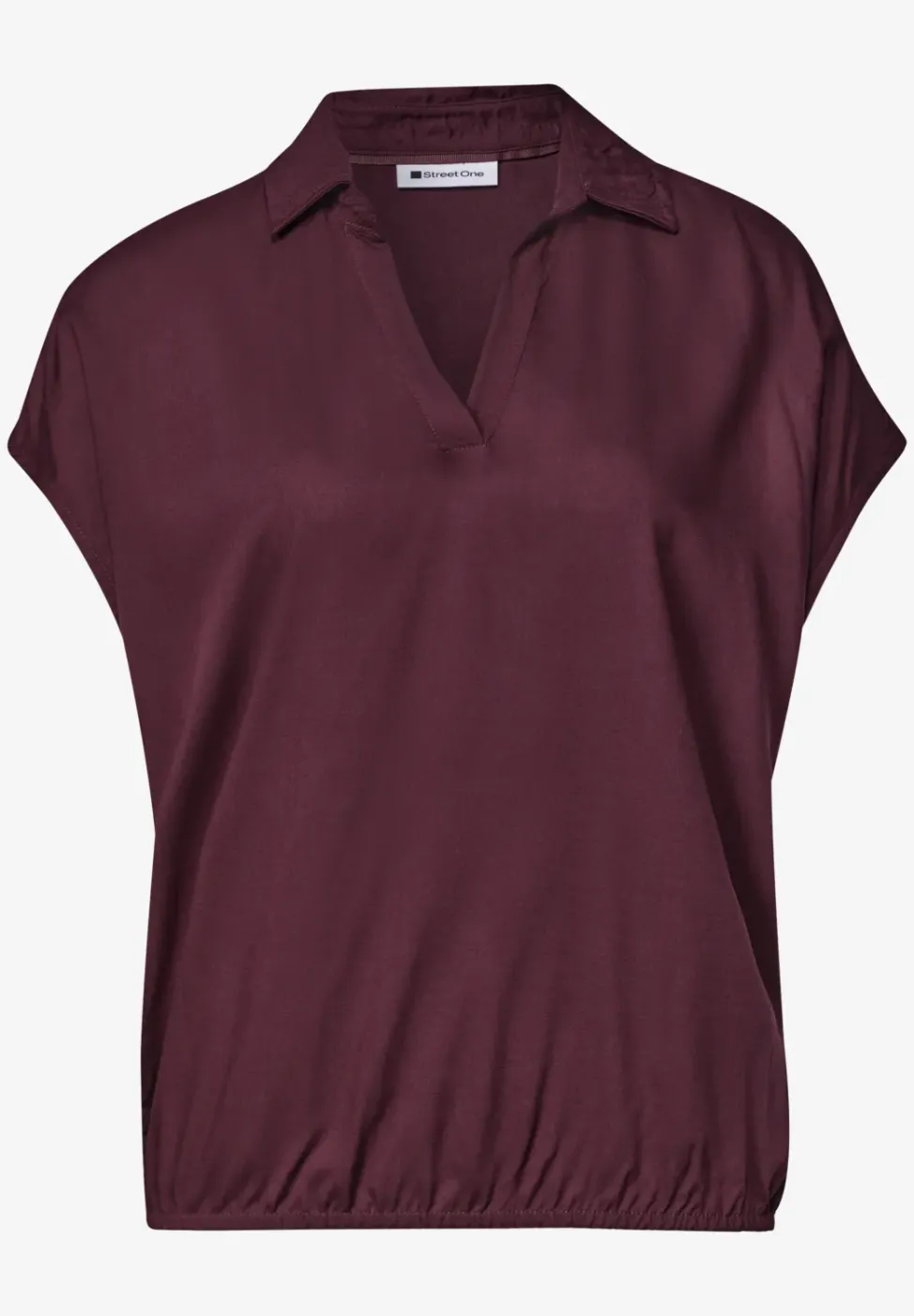 Blusenshirt mit Hemdkragen und Elastiksaum