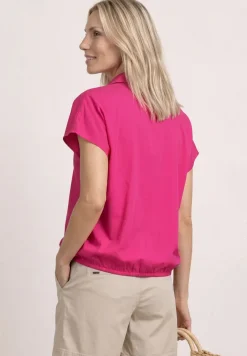 Blusenshirt mit Hemdkragen und Elastiksaum