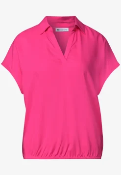 Blusenshirt mit Hemdkragen und Elastiksaum