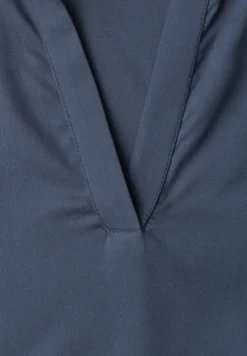 Blusenshirt mit Hemdkragen und Elastiksaum