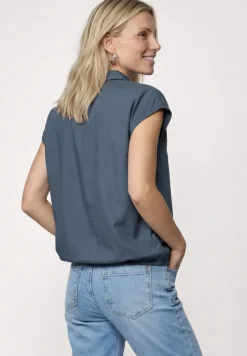Blusenshirt mit Hemdkragen und Elastiksaum