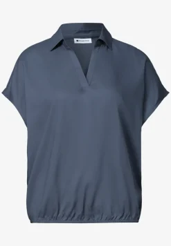 Blusenshirt mit Hemdkragen und Elastiksaum