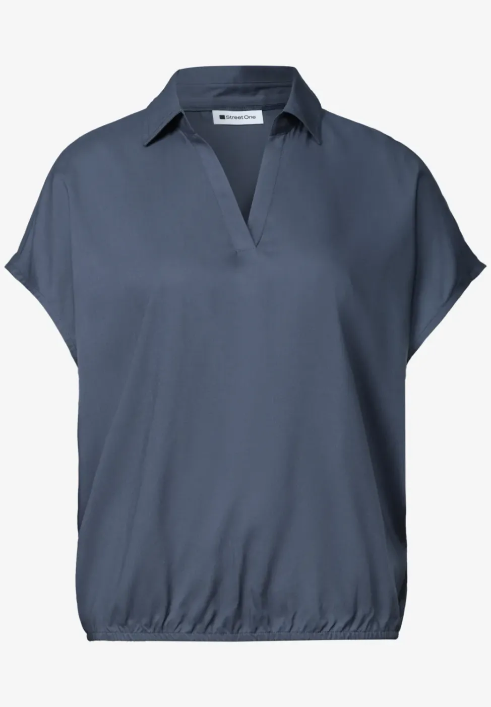 Blusenshirt mit Hemdkragen und Elastiksaum