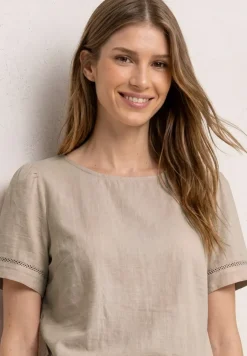 Blusenshirt mit Rundhals und Tape-Details