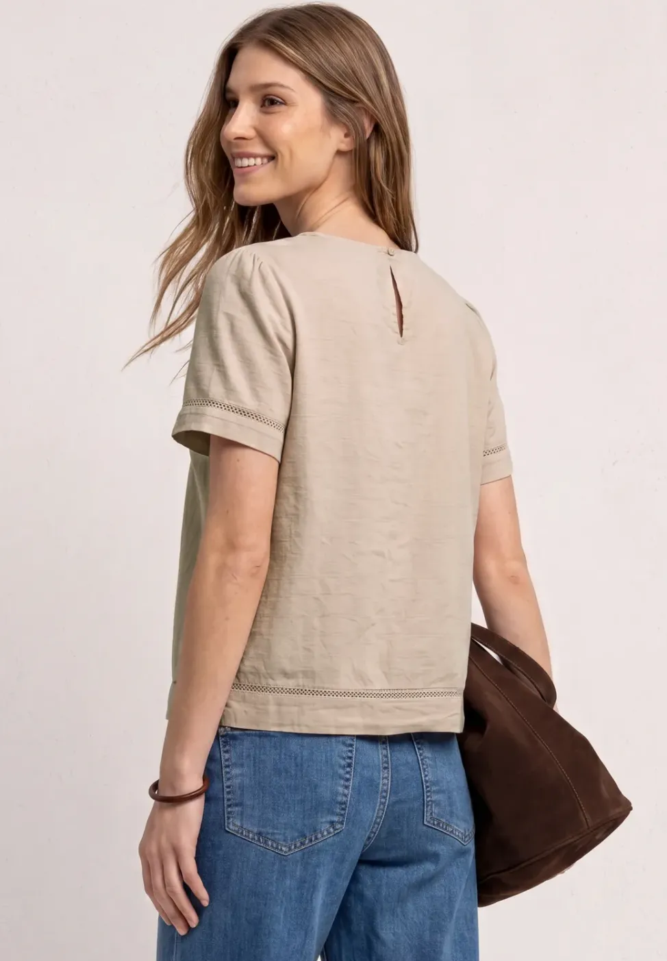 Blusenshirt mit Rundhals und Tape-Details
